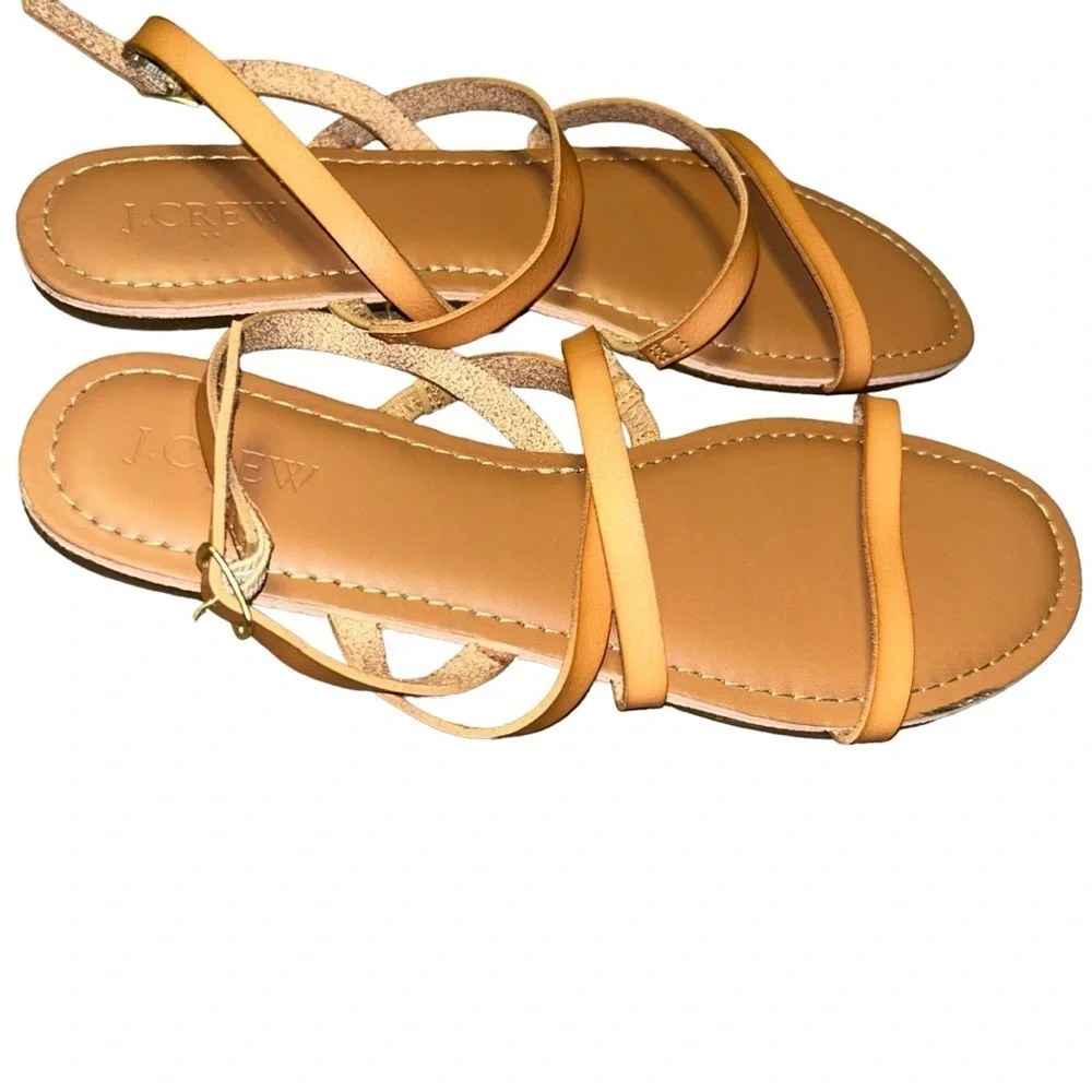 J.crew tan Ankle-strap flat sandals size 9 style AW598
